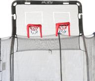 enhanced skywalker 15’ trampoline with double basketball hoop attachment logo