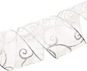 img 1 attached to 🎀 White/Silver Morex Ribbon Swirl Ribbon, 2.5 Inch x 50 Yards