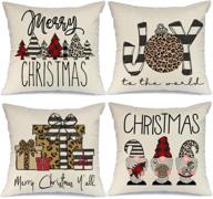 🎄 aeney set of 4 christmas pillow covers 18x18 - buffalo plaid stripe tree gnome rustic winter holiday throw pillows for home decor - farmhouse christmas cushion cases for couch - xmas decorations a300-18 logo