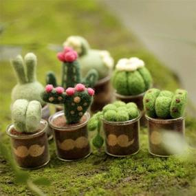 img 2 attached to Complete Needle Felting Kit: Kissbuty Cactus Wool Felted Set with Wool Roving for 8 Succulents, Foam Mat, Glass Pots, Needles, Finger Guards - Ideal for Adults and Beginners