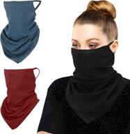 🧣 moko scarf mask bandana with ear loops 3 pack: ultimate protection for women and men - neck gaiter balaclava, dust & uv sun protection outdoors face mask logo