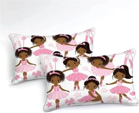 img 1 attached to African American Ballerina Bedding Set Queen Size - Cute Girl Princess Ballet Dancer Duvet Cover Set in Bedbay Pink - Soft Microfiber 3 Piece Bedding with 2 Pillowcases (Queen Size, Ballerina)