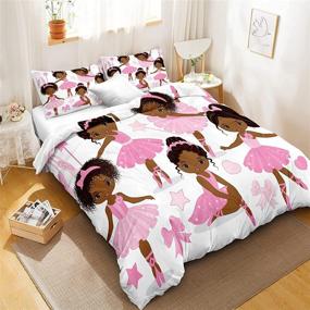 img 2 attached to African American Ballerina Bedding Set Queen Size - Cute Girl Princess Ballet Dancer Duvet Cover Set in Bedbay Pink - Soft Microfiber 3 Piece Bedding with 2 Pillowcases (Queen Size, Ballerina)