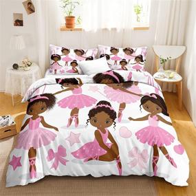 img 3 attached to African American Ballerina Bedding Set Queen Size - Cute Girl Princess Ballet Dancer Duvet Cover Set in Bedbay Pink - Soft Microfiber 3 Piece Bedding with 2 Pillowcases (Queen Size, Ballerina)