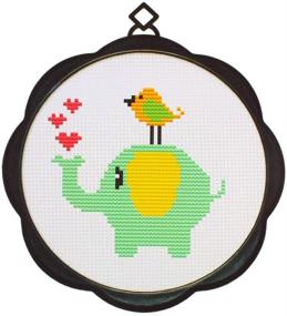 img 4 attached to 🐘 Andux Land Mini Counted Cross Stitch Kit for Beginners: Bird and Elephant Pattern SGCX-01