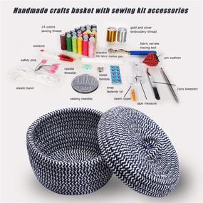 img 4 attached to 🧵 Handcrafted Sewing Crafts Basket: Complete Sewing Kit with Essential Accessories, Portable Cotton Sewing Box for Beginners, Travel-Friendly Emergency Clothing Fixes