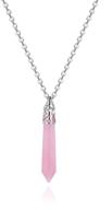 💖 authentic pink crystal reiki hexagonal healing pendant | sweater necklace with stainless steel chain logo