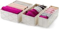 📦 set of 3 foldable underwear drawer organizer dividers - durable fabric storage baskets for socks, ties, scarves, tshirts, and baby clothes - perfect for men's closet organization (galliana) логотип