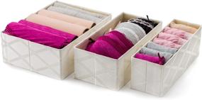 img 4 attached to 📦 Set of 3 Foldable Underwear Drawer Organizer Dividers - Durable Fabric Storage Baskets for Socks, Ties, Scarves, Tshirts, and Baby Clothes - Perfect for Men's Closet Organization (Galliana)