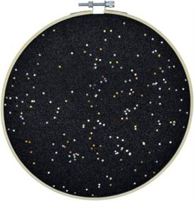 img 1 attached to 📌 Enamel Pin and Jewelry Storage Display Stand - Wall Hanging Brooch Holder for Earrings, Necklaces, and Glitter Pins with Stars - Pin Collection Display on Canvas/Leather Embroidery Hoop (Black)