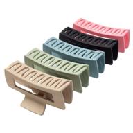 💇 thick rectangle claw clip for women - 5 color hair jumbo clips with strong hold. matte finish fashion accessories for hair styling in women and girls logo