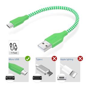 img 3 attached to 🔌 Okray Micro USB Cable 1Ft - 10 Pack Colorful Durable Nylon Braided Sync Charger for Samsung Galaxy S7/S6, HTC, Nokia, Sony, PS4 & More