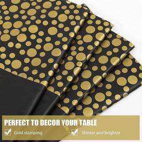 img 3 attached to 🎉 4-Pack Black and Gold Plastic Tablecloths for Parties, Birthdays, Graduation, New Year, and Retirement – 54 by 108 Inches (8ft) – Disposable Table Covers for Rectangle Tables