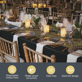 img 1 attached to 🎉 4-Pack Black and Gold Plastic Tablecloths for Parties, Birthdays, Graduation, New Year, and Retirement – 54 by 108 Inches (8ft) – Disposable Table Covers for Rectangle Tables