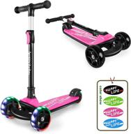 🛴 besrey kick scooter for kids ages 3-8, 3 wheel scooter for toddlers with 4 adjustable heights, lean-to-steer design, foldable, light-up pu wheels, rear brake, wide deck – boys and girls логотип