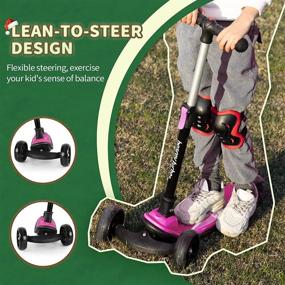 img 1 attached to 🛴 Besrey Kick Scooter for Kids Ages 3-8, 3 Wheel Scooter for Toddlers with 4 Adjustable Heights, Lean-to-Steer Design, Foldable, Light-up PU Wheels, Rear Brake, Wide Deck – Boys and Girls