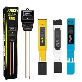 img 4 attached to Sonkir Soil pH Meter: 3-in-1 Tester for Soil Moisture, Light, and pH Levels. Includes TDS Meter & Temperature Sensor for Liquid and Soil Testing