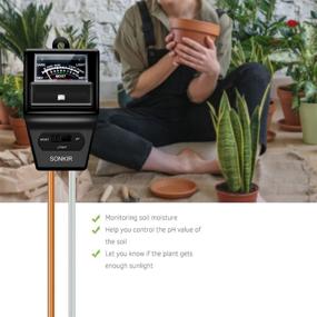 img 3 attached to Sonkir Soil pH Meter: 3-in-1 Tester for Soil Moisture, Light, and pH Levels. Includes TDS Meter & Temperature Sensor for Liquid and Soil Testing