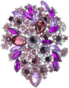 img 4 attached to Elegant Vintage-inspired Crystal Flower Leaf Brooch Pendant by EVER FAITH