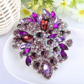 img 2 attached to Elegant Vintage-inspired Crystal Flower Leaf Brooch Pendant by EVER FAITH