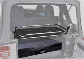 img 1 attached to Rampage Products 86623 Fold-Up Rear Storage Rack, Interior Mount, for 2007-2018 Jeep Wrangler JK 4-Door Unlimited, Black Powder Coat