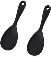 🍚 non-stick heat resistant silicone rice paddle spoon set of 2 – handy rice scooper, spatula, and cooker spoon for mashed potato and more (black) logo