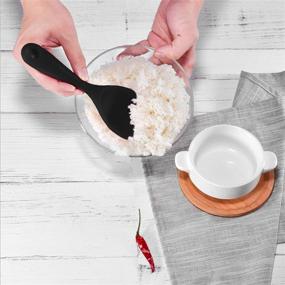 img 1 attached to 🍚 Non-Stick Heat Resistant Silicone Rice Paddle Spoon Set of 2 – Handy Rice Scooper, Spatula, and Cooker Spoon for Mashed Potato and More (Black)