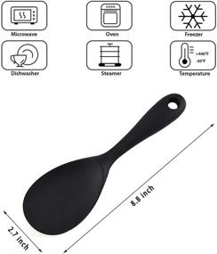 img 3 attached to 🍚 Non-Stick Heat Resistant Silicone Rice Paddle Spoon Set of 2 – Handy Rice Scooper, Spatula, and Cooker Spoon for Mashed Potato and More (Black)