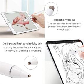 img 3 attached to Rechargeable KENGDUDU Digital Stylus Pens for Touch Screens - Fine Point 1.5mm Active Smart Pencil, Stylish and Compatible with iPad, iPhone, Tablets (Milky White)