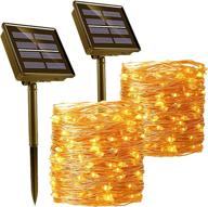 🎄 enhance your christmas décor with 2 pack solar christmas lights - waterproof, 120 led 39ft fairy lights with 8 patterns - outdoor decorative copper wire string lights - warm white glow логотип