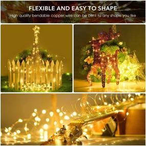 img 3 attached to 🎄 Enhance Your Christmas Décor with 2 Pack Solar Christmas Lights - Waterproof, 120 LED 39ft Fairy Lights with 8 Patterns - Outdoor Decorative Copper Wire String Lights - Warm White Glow