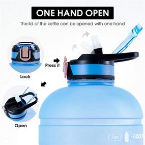 img 2 attached to 💧 BPA Free Gallon Water Bottle with Handle, Times to Drink & Straw – Large Reusable Sports Water Bottle, Non-porous (Blue)