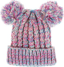 img 1 attached to 🧸 Cute and Cozy Urban Virgin Baby Girl Kids Hats: Stylish Cable Knit Pom Pom Ears Winter Caps for Girls 1-5 Years