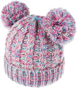 img 2 attached to 🧸 Cute and Cozy Urban Virgin Baby Girl Kids Hats: Stylish Cable Knit Pom Pom Ears Winter Caps for Girls 1-5 Years