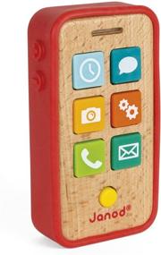 img 4 attached to 📱 Деревянный игровой телефон Janod с звуковыми эффектами: игрушка в силиконовом чехле для детей от 18 месяцев+.