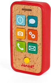 img 2 attached to 📱 Janod Beech Wood Sound Toddler Cell Phone: Silicone Covered Pretend Play Toy for Kids 18 Months+