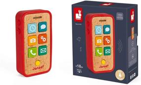 img 3 attached to 📱 Деревянный игровой телефон Janod с звуковыми эффектами: игрушка в силиконовом чехле для детей от 18 месяцев+.
