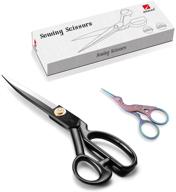 8 inch sewing scissors: heavy duty fabric dressmaking shears for crafting and tailoring - razor sharp cutting with small embroidery scissors included (black, right-handed) logo