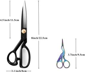 img 1 attached to 8 Inch Sewing Scissors: Heavy Duty Fabric Dressmaking Shears for Crafting and Tailoring - Razor Sharp Cutting with Small Embroidery Scissors Included (Black, Right-Handed)