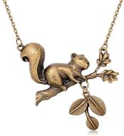 bronze colored squirrel tree branch necklace: a vintage handmade piece perfect for women and girls logo