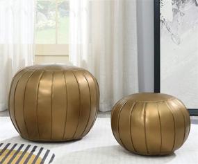 img 1 attached to Comfortland Unstuffed Ottoman Pouf Covers - Stylish Gold Foot Rest for Living Room, Bedroom and Kids Room