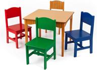 🎨 kidkraft nantucket kids wooden table and 4 chairs set with wainscoting detail - primary colors, ideal gift for children aged 3-8 logo