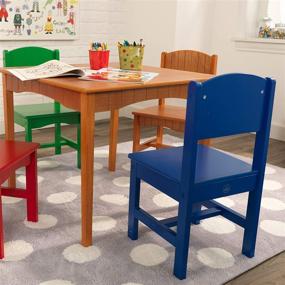 img 1 attached to 🎨 KidKraft Nantucket Kids Wooden Table and 4 Chairs Set with Wainscoting Detail - Primary Colors, Ideal Gift for Children Aged 3-8