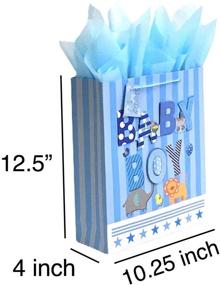 img 2 attached to 👶 Adorable 12.5" Medium Baby Gift Bags with Tissue Papers - Perfect for Baby Showers! 2-Pack in Blue