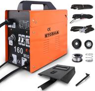 🔥 etosha mig 160 portable flux core wire gasless welder, automatic wire feeding welder with 160a arc welding gun, grounding clamp, input power adapter cable and brush - orange logo