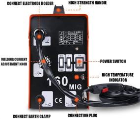 img 3 attached to 🔥 Переносная сварочная машина ETOSHA MIG 160 с газовым сварочным проволокой без газа, автоматической подачей проволоки, сварочной пистолетом 160A ARC, зажимом заземления, кабелем адаптера для подачи питания и щеткой - Оранжевая.