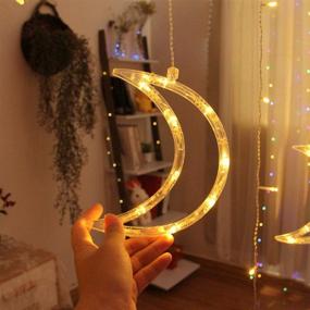 img 2 attached to 🌟 ALFEUND 138 LED Curtain String Light Star Moon Icicle Light - 8 Lighting Modes, Timer Remote, USB Operated, Dimmable Fairy String for Window Wall Home Decoration