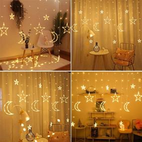 img 1 attached to 🌟 ALFEUND 138 LED Curtain String Light Star Moon Icicle Light - 8 Lighting Modes, Timer Remote, USB Operated, Dimmable Fairy String for Window Wall Home Decoration