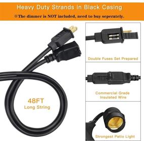 img 1 attached to 🌟 2-Pack Dimmable Outdoor Bistro String Lights: Waterproof Vintage 11W Edison Bulbs, 48Ft Commercial Lights String Perfect for Patio, Cafe, Backyard Pergola - Blk