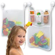 🛁 2-pack mesh bath toy organizer with 6 heavy-duty hooks – optimal bathtub toy holder & shower caddy – versatile net bags simplify baby bath toy storage – ideal for kids & toddlers logo